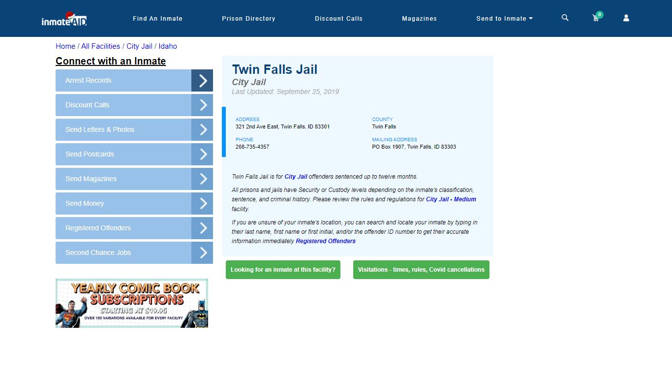 Twin Falls Jail | Inmate Locator